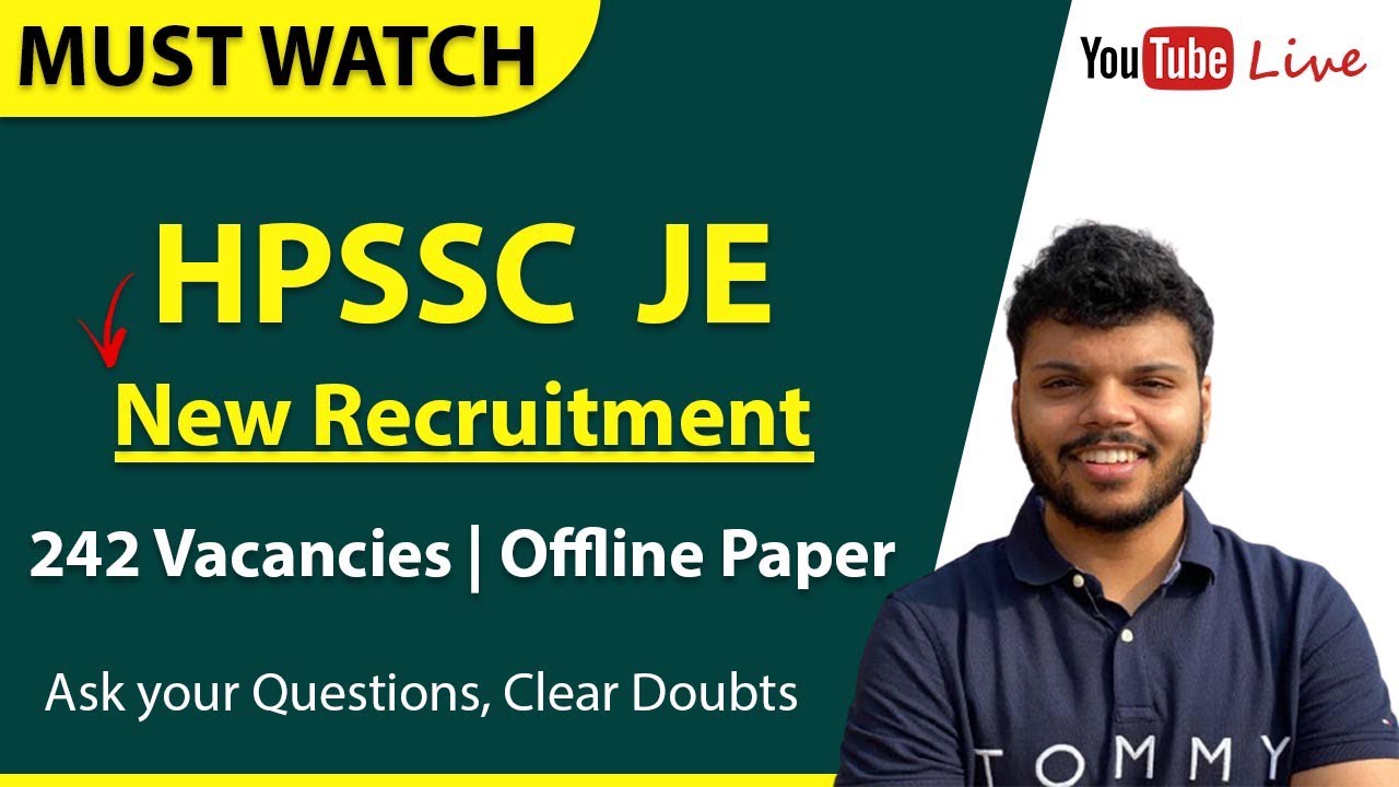 HPSSC JE New Vacancies 2020 | New RECRUITMENT | CIVIL | MECHANICAL | Electrical