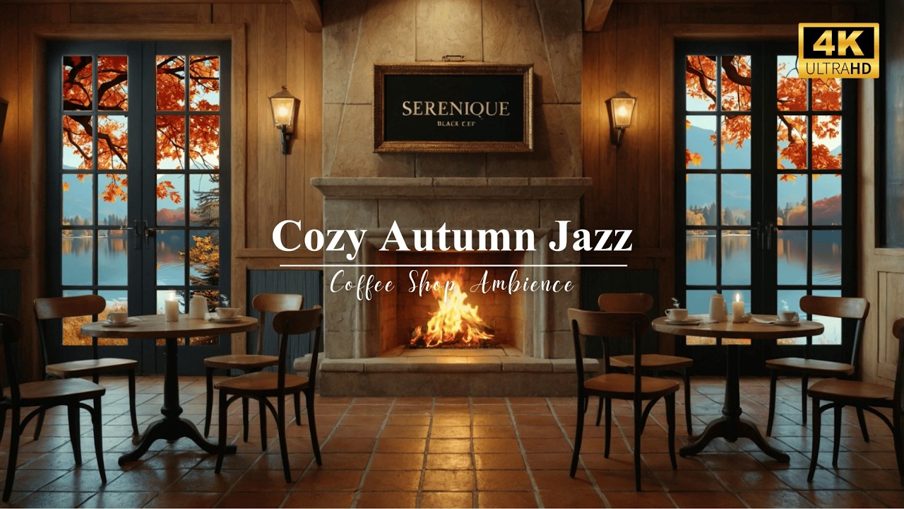 Tranquil Autumn Coffee Jazz at Lakeside 🍂 Relaxing Cafe Ambience Music for Focus, Calm & Sleep