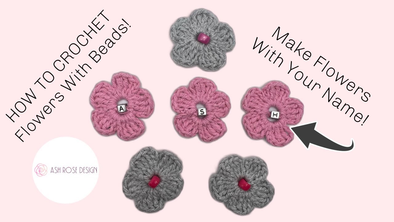 How To Crochet a Flower With Beads | Crochet FAST 5 Petal Flower Tutorial 🌸