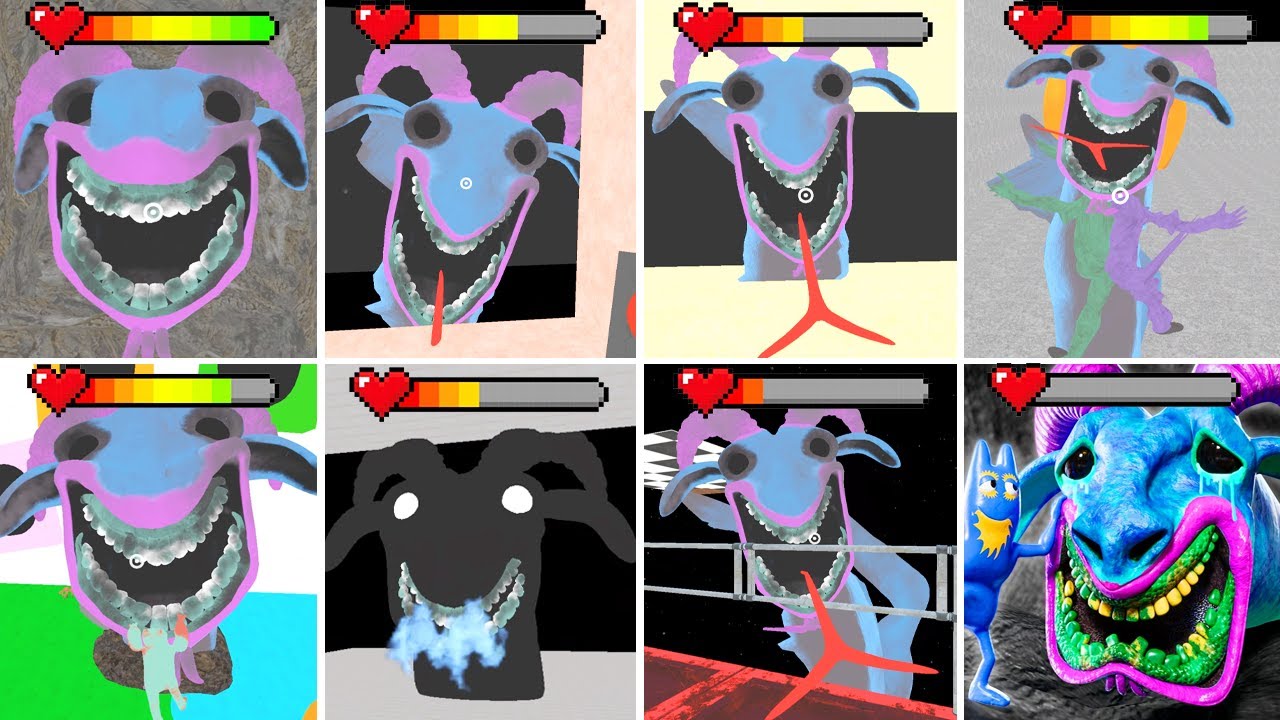 Garten of Banban 0,1,2,3,4,5,6,7,8 All Ramamba Jumpscares & Final Boss Fight Scenes With HEALTHBARS