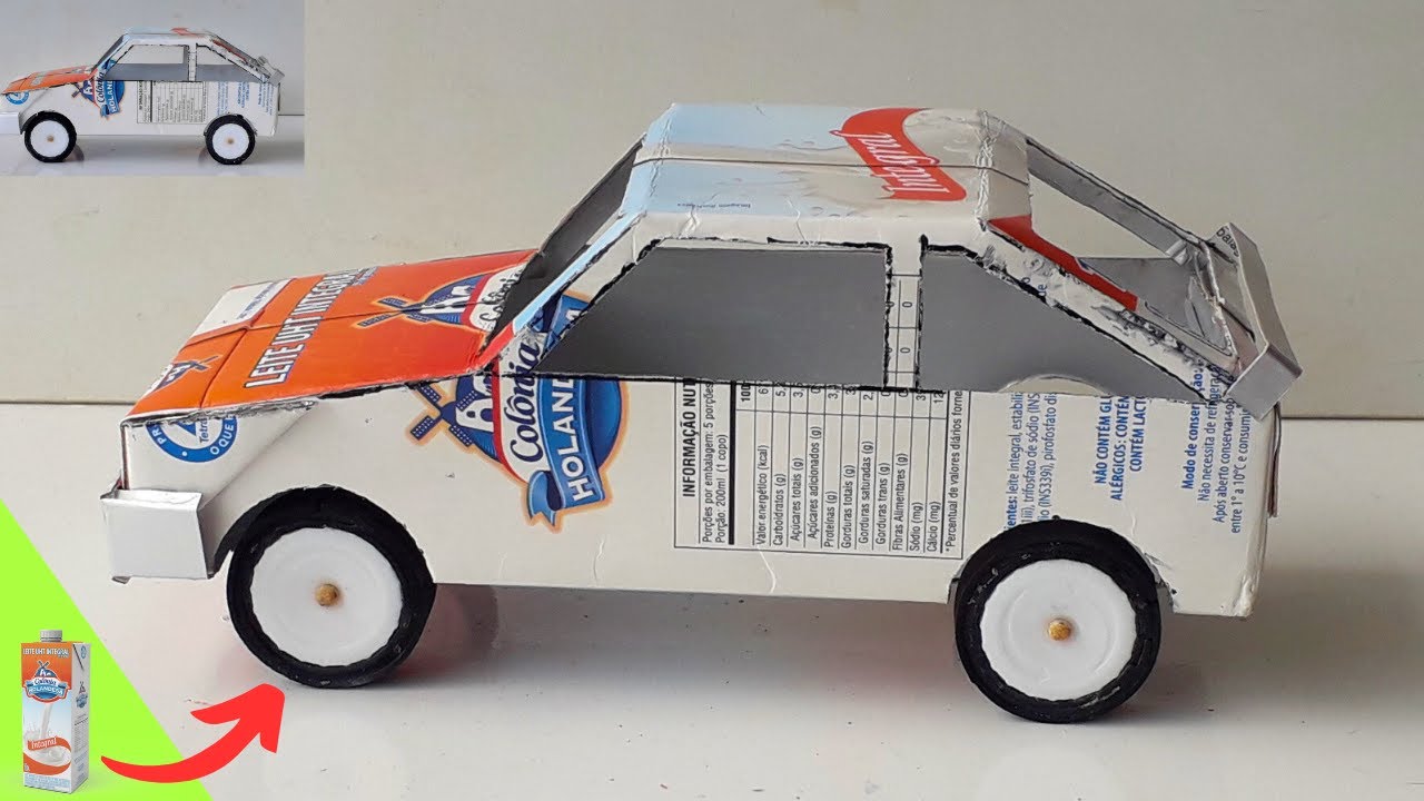 Carrinho Feito com CAIXA de LEITE