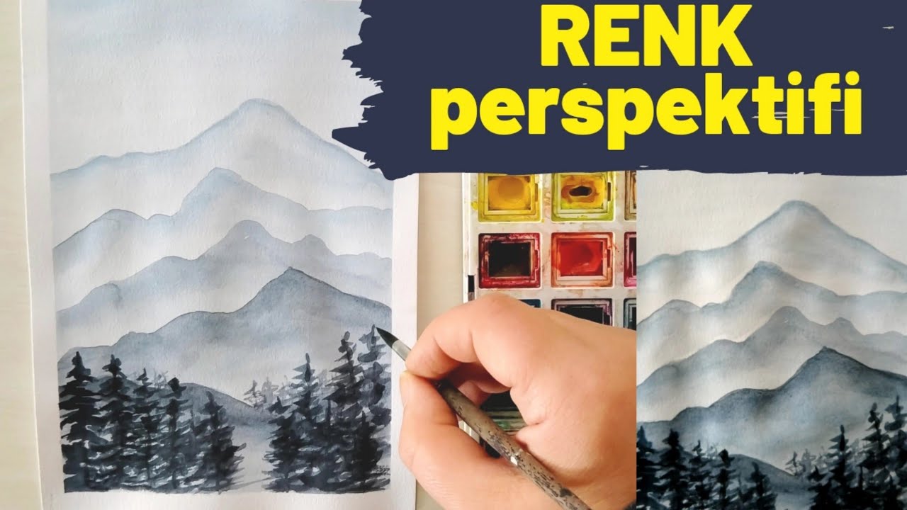 SULUBOYA İLE RENK GEÇİŞİ NASIL YAPILIR [ Suluboya Manzara Çizimi ] ( Renk Perspektifi )