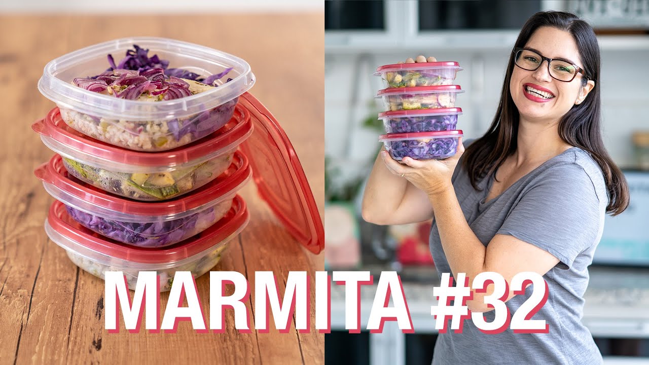 MARMITA FIT PARA A SEMANA em 50 minutos |Receita #32 | Peixe com arroz integral, repolho e abobrinha