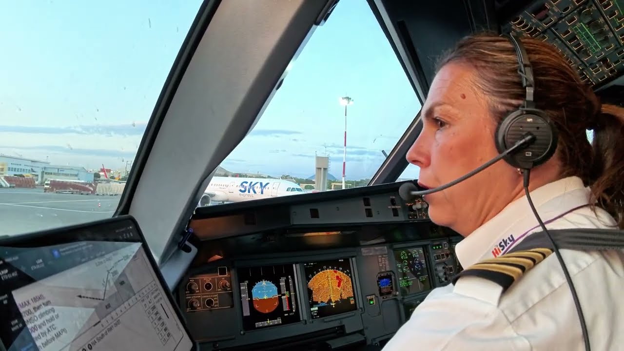 Airbus 320 Stunning LANDING Crete GREECE Heraklion Airport RWY27 | Cockpit View | Airline Pilot Life