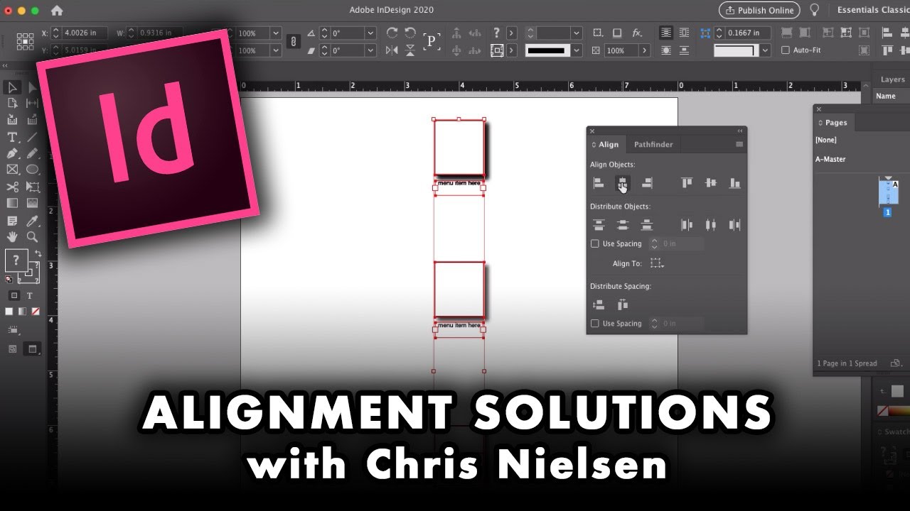 Как использовать панель выравнивания в InDesign