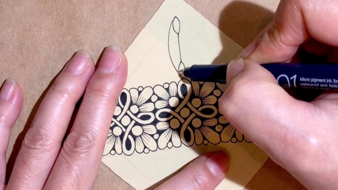 Tangling and shading Zentangle ゼンタングル