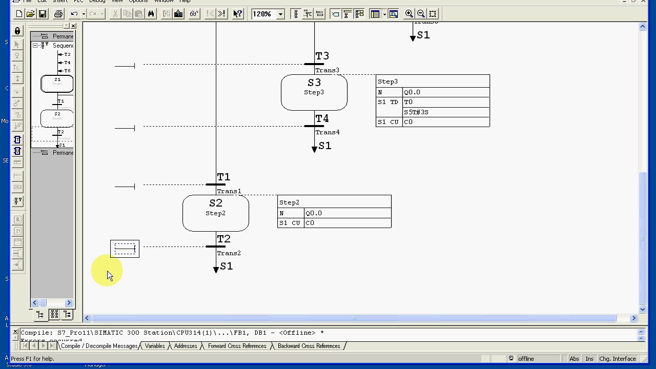 SFC (Grafcet) example Step7 + Fluidsim