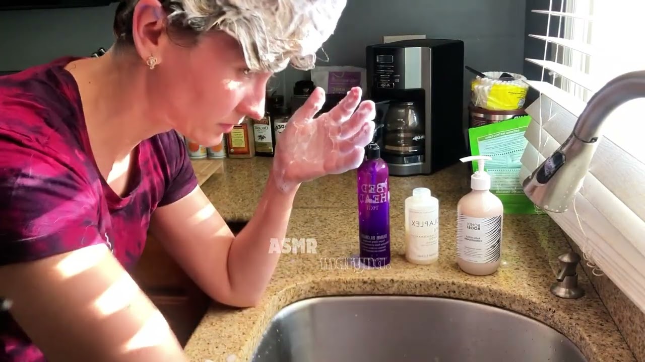 ASMR Hair Shampooing with Purple Shampoo!