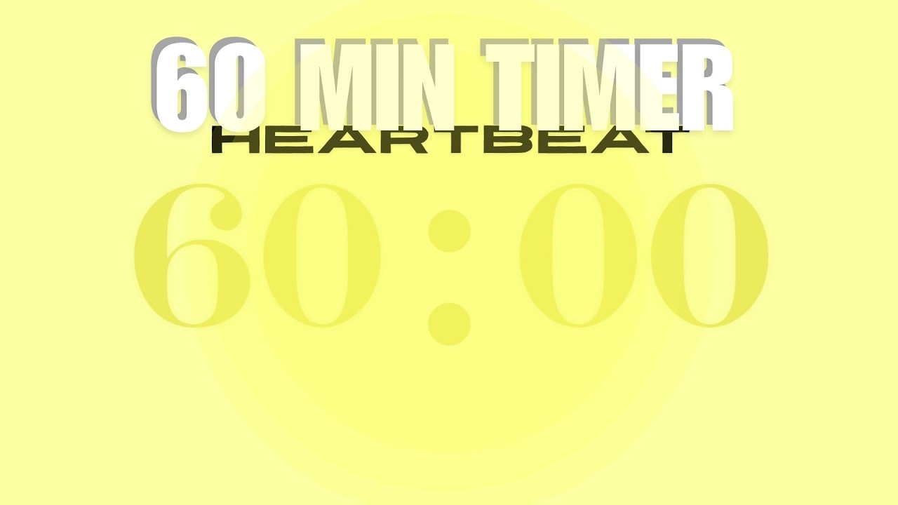 60 Minute Heartbeat Rhythm Yellow Timer Starting & Ending Chimes | Soft Pulse & Intense Finish💛✨