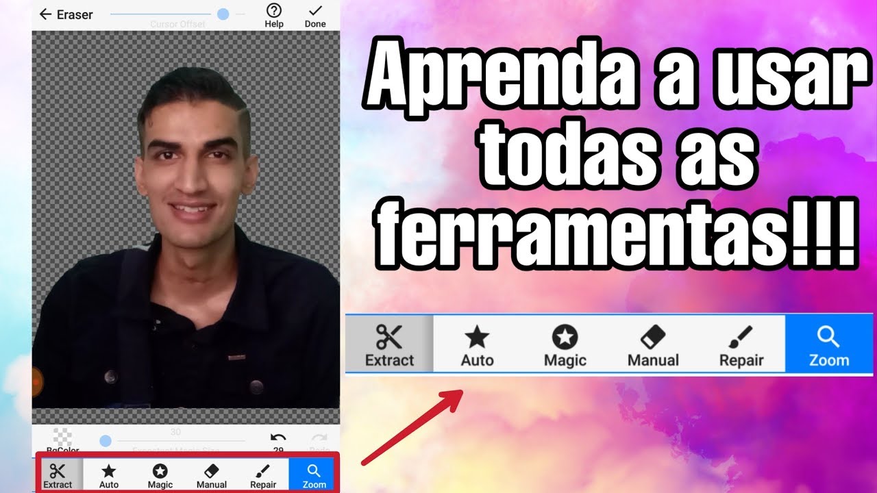 Como editar corretamente no Aplicativo Background Eraser! TUTORIAL COMPLETO!