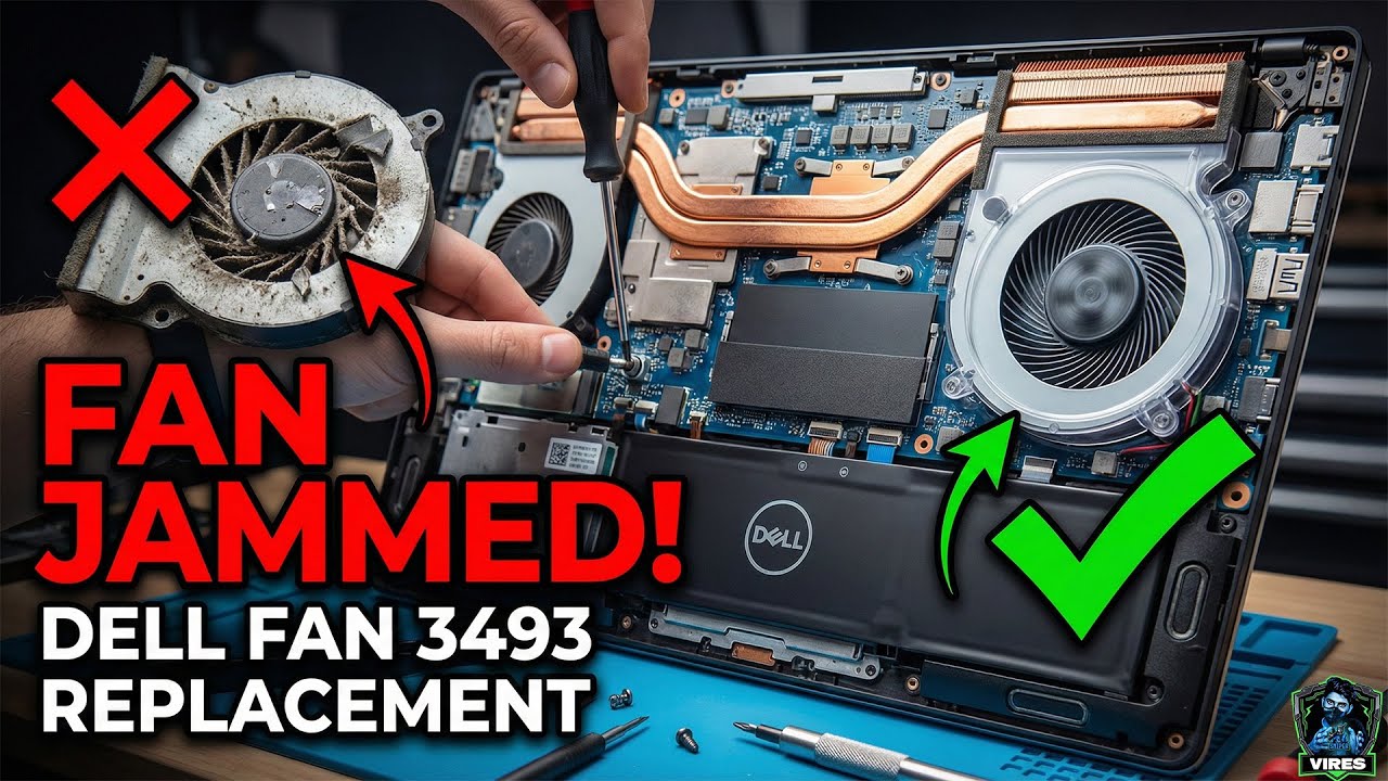 Dell Laptop Fan Jammed 😱 | Fan 3493 Replacement Step-by-Step | Fix Overheating