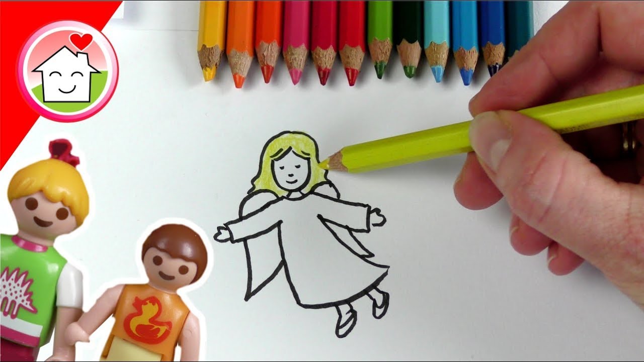 Playmobil Familie Hauser  - Engel malen für Weihnachten - Toy Art for kids -  Pimp my PLAYMOBIL