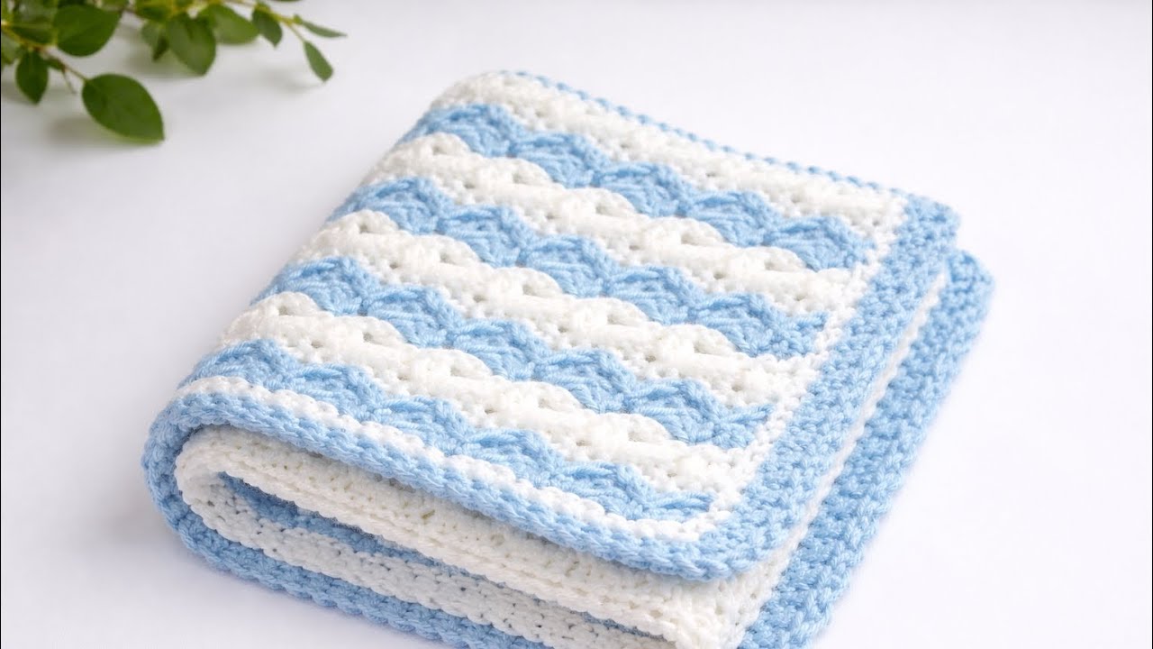 Baby blanket pattern for beginners step by step #diy #handmade #tutorial #örgü #music