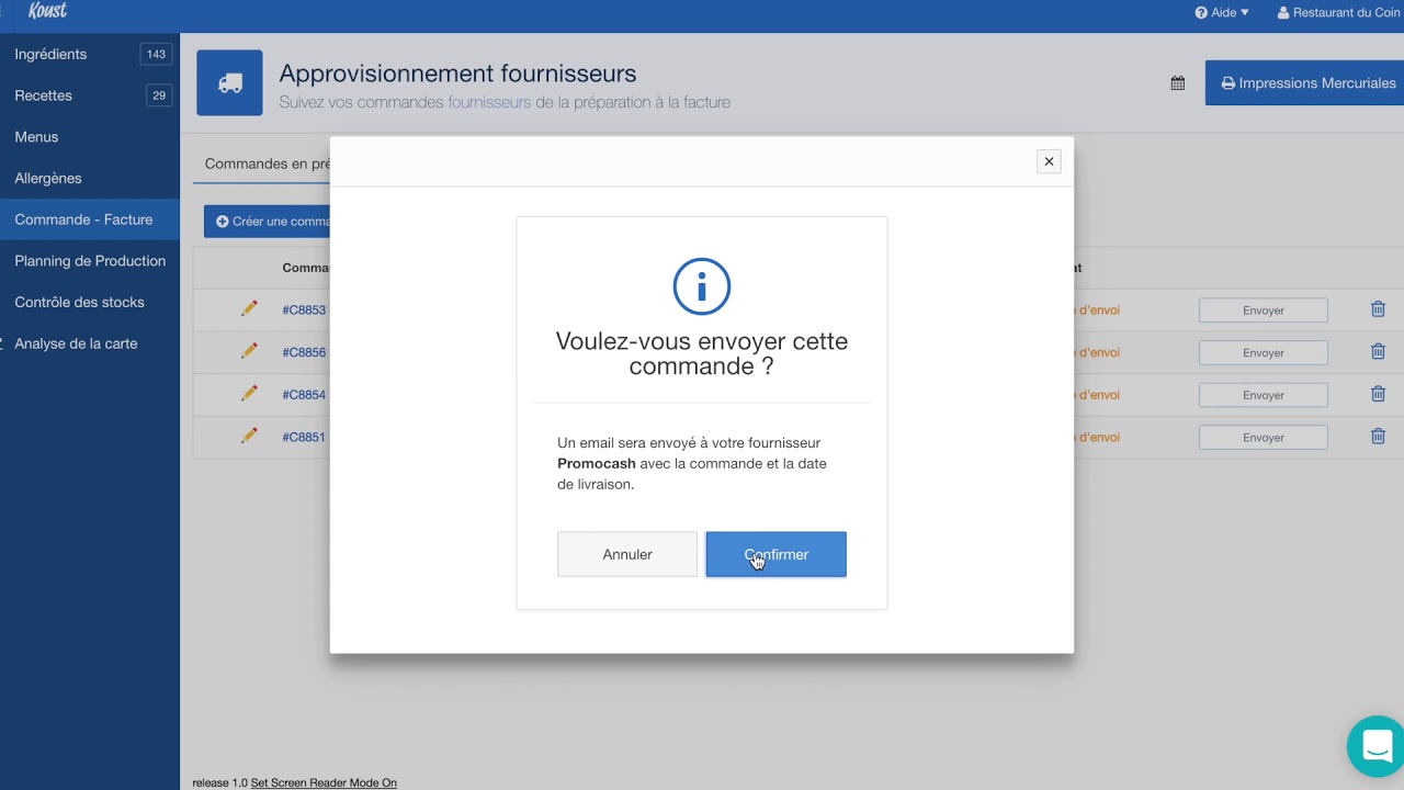 Commande & Factures - Fournisseur restaurant