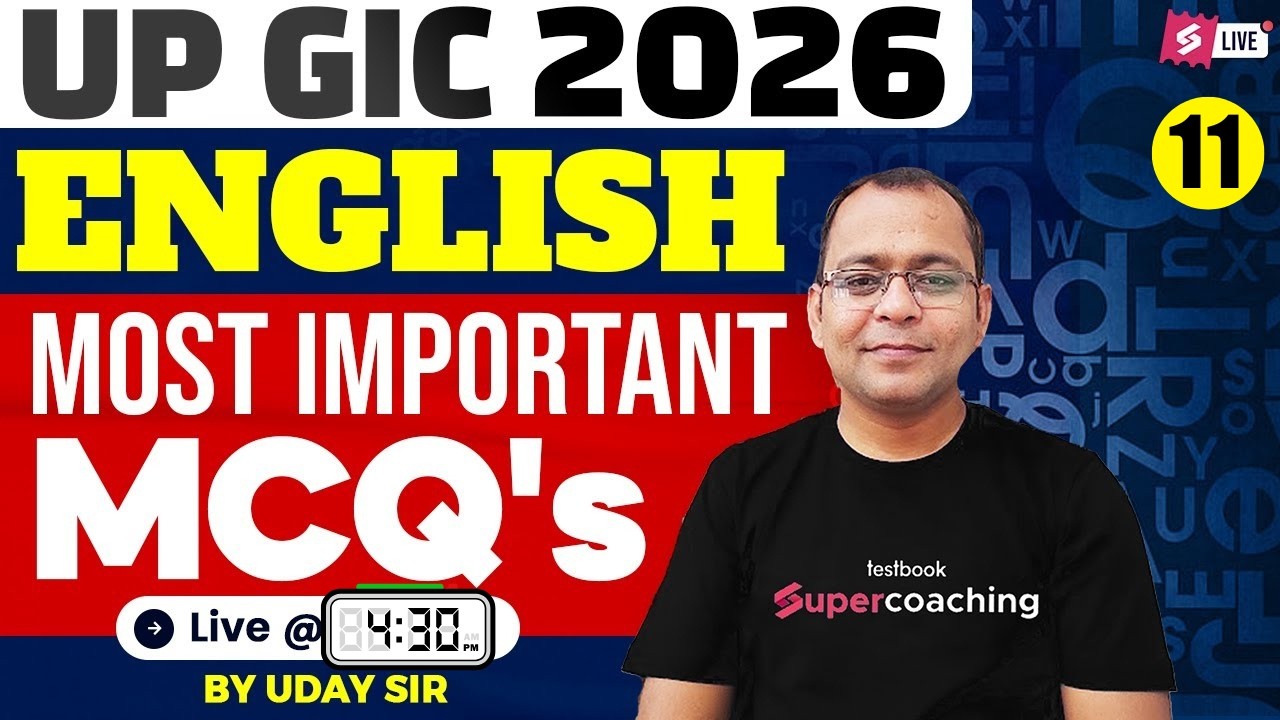 UP GIC Lecturer 2026 | UP GIC Lecturer English MCQs |UP GIC Lecturer English Preparation By Uday Sir