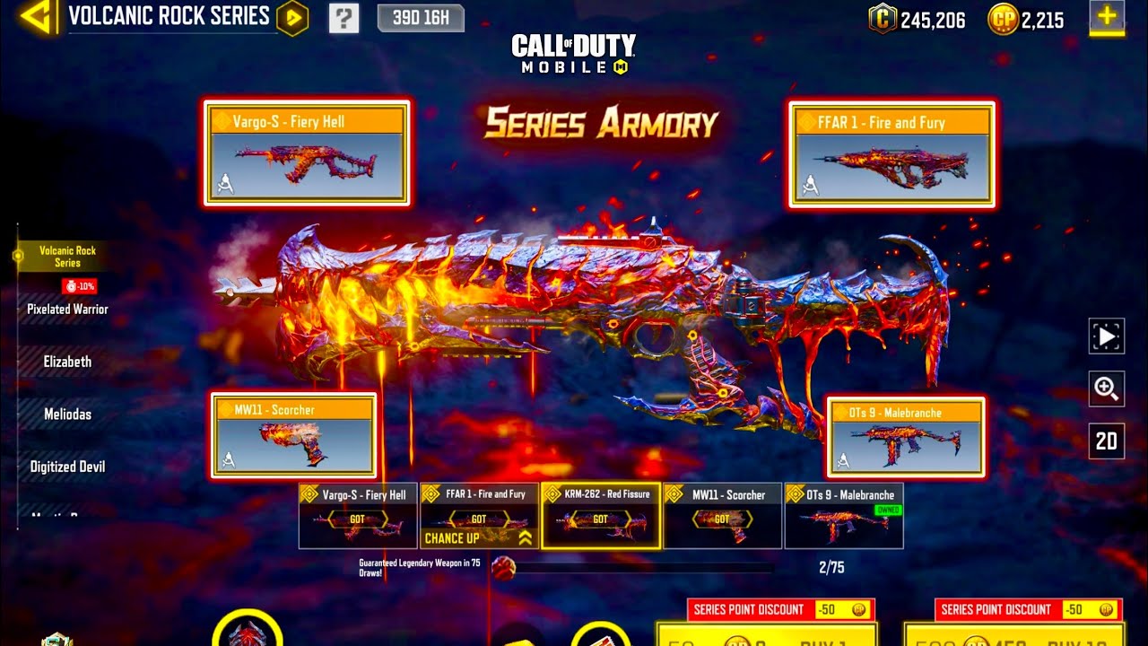 Buying New VOLCANIC ROCK SERIES Armory Full Draw with Five Legendary Guns & Showcasing all in CODM 🌋