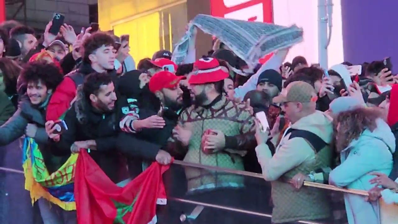 French Montana celebrating Morocco's Africa's world cup victory  in Times Square New York City