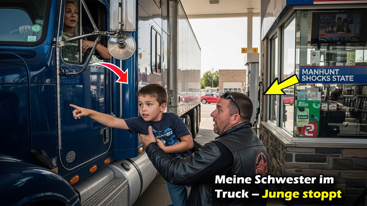 Meine Schwester ist in diesem Truck! Junge stoppt Biker an Tankstelle – Jagd schockiert Staat weit