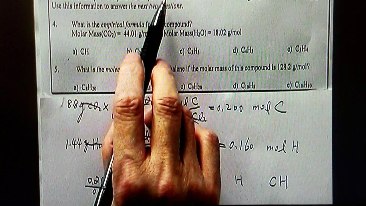 Empirical/molecular formula multiple choice question -Learn how to solve practice exam 1 Q#32 and 33
