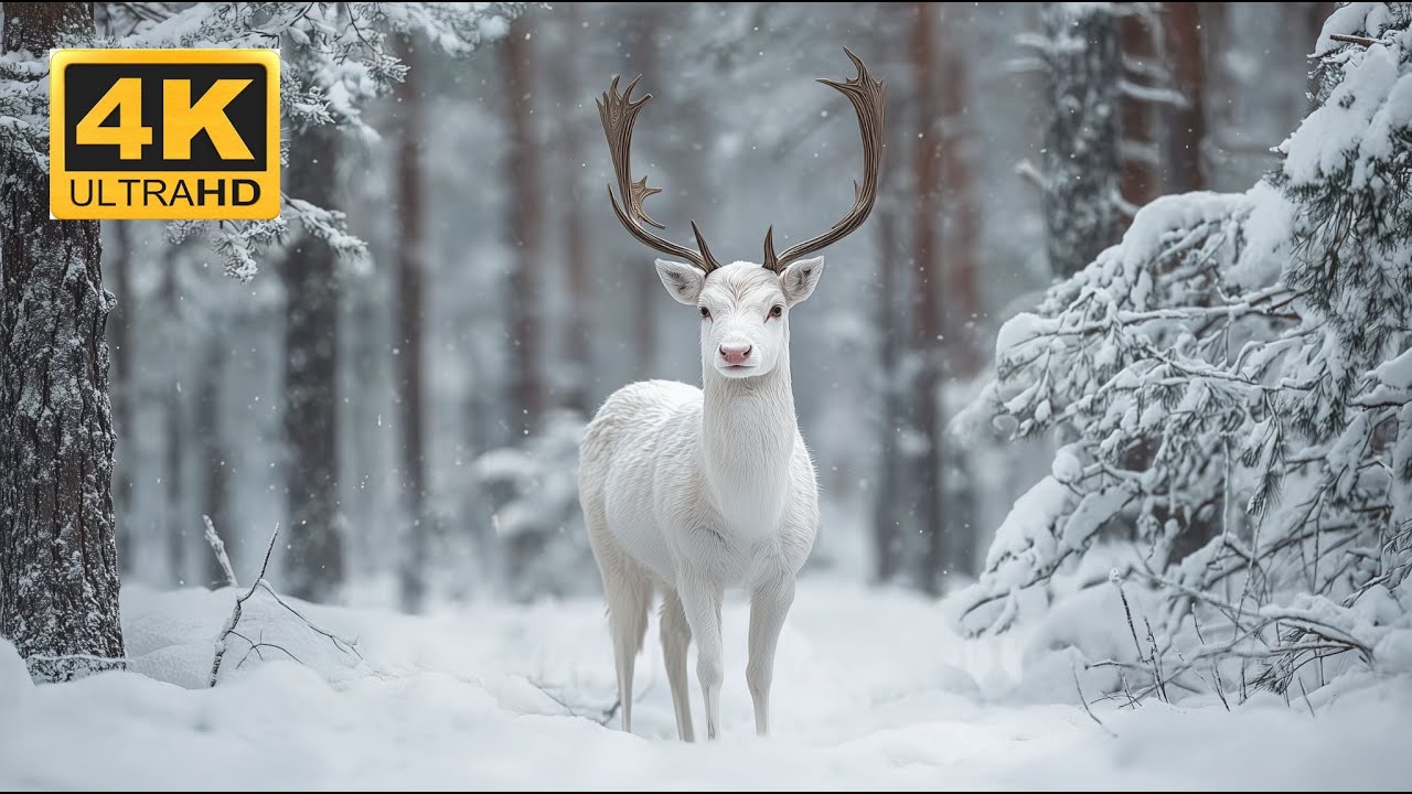 4K Beautiful Morning Animals with Soft Piano ❄️ Peaceful Winter Sounds to Help You Meditate & Relax