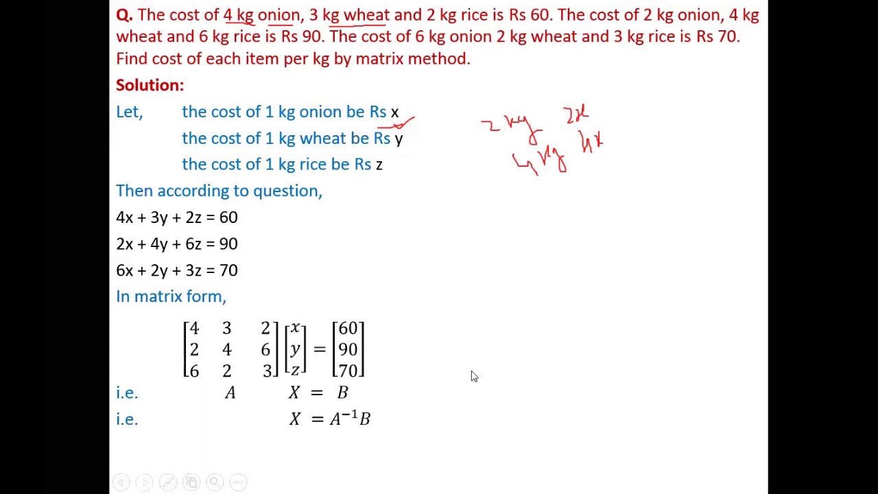 Word problem sum by matrix method