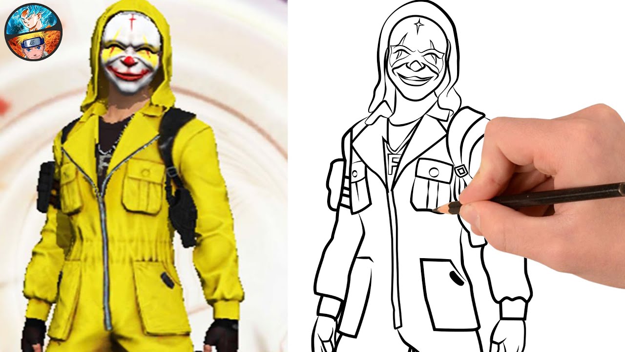COMO DIBUJAR AL PAYASO CRIMINAL AMARILLO DE FREE FIRE