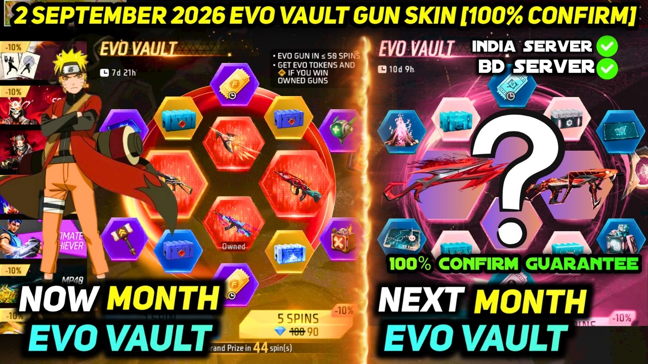 NEXT EVO VAULT SEPTEMBER MONTH 2026 FREE FIRE | NEW 2 SEPTEMBER 100% *CONFIRM* EVENT EVO GUN SKIN