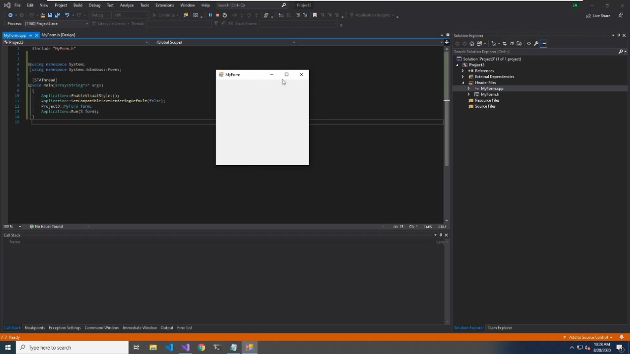 Windows Forms con C++ en Visual Studio 2019