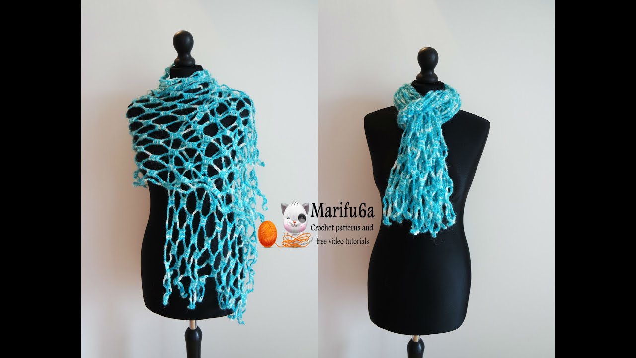 How to crochet easy scarf shawl for beginners from one ball