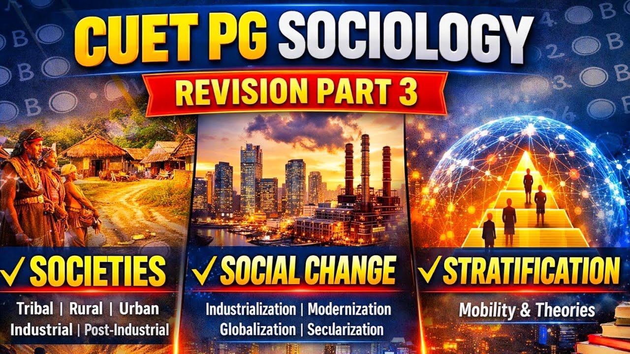 CUET PG Sociology | Revision Part 3 | Society, Social Change and Social Stratification