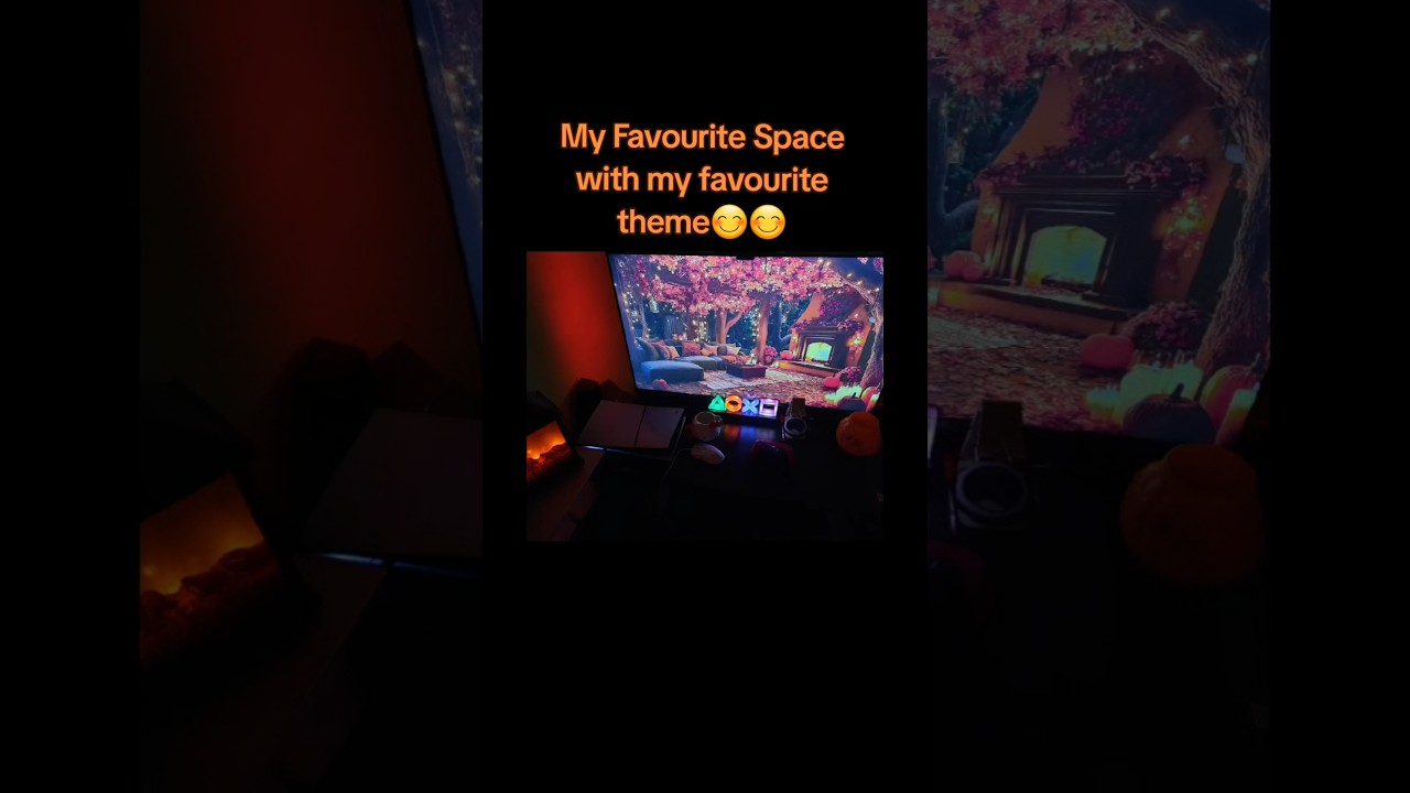 Fall Themed Gaming Setup🎃🍂🍁☕️ | #gamingsetup #ideas #ps5 # #aesthetic #gamer #cozy