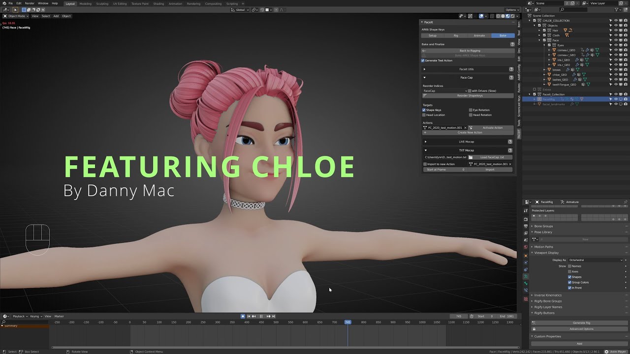 Faceit Process - Chloe - Quickly Generate 52 IPhoneX Blendshapes