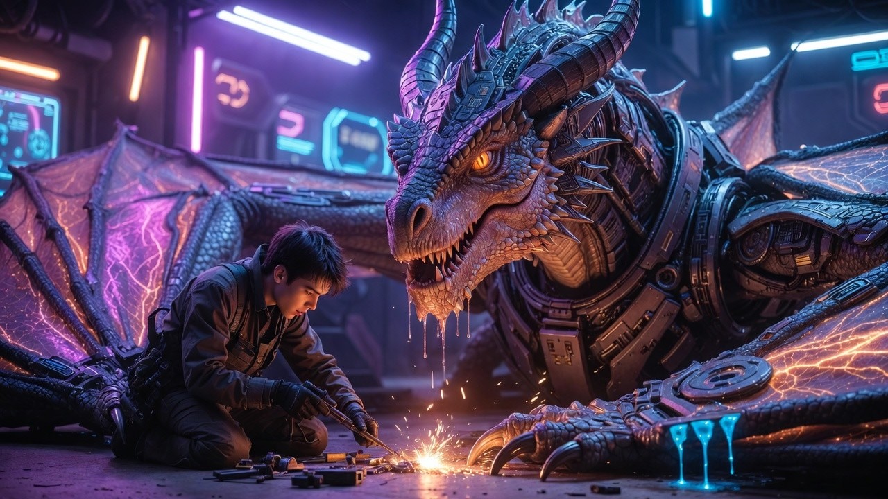 A Dragon Warrior Crashed Into a Mechanic’s Shop… What He Did Next Saved the Entire City