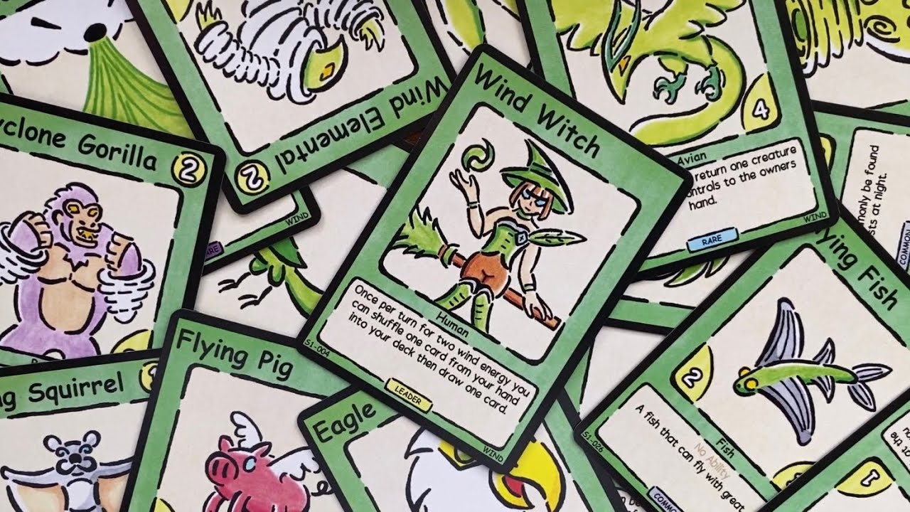 All Wind Type Cards in Set 1 of Zumoners TCG. #homemadetcg #HTCG #cardgame 
