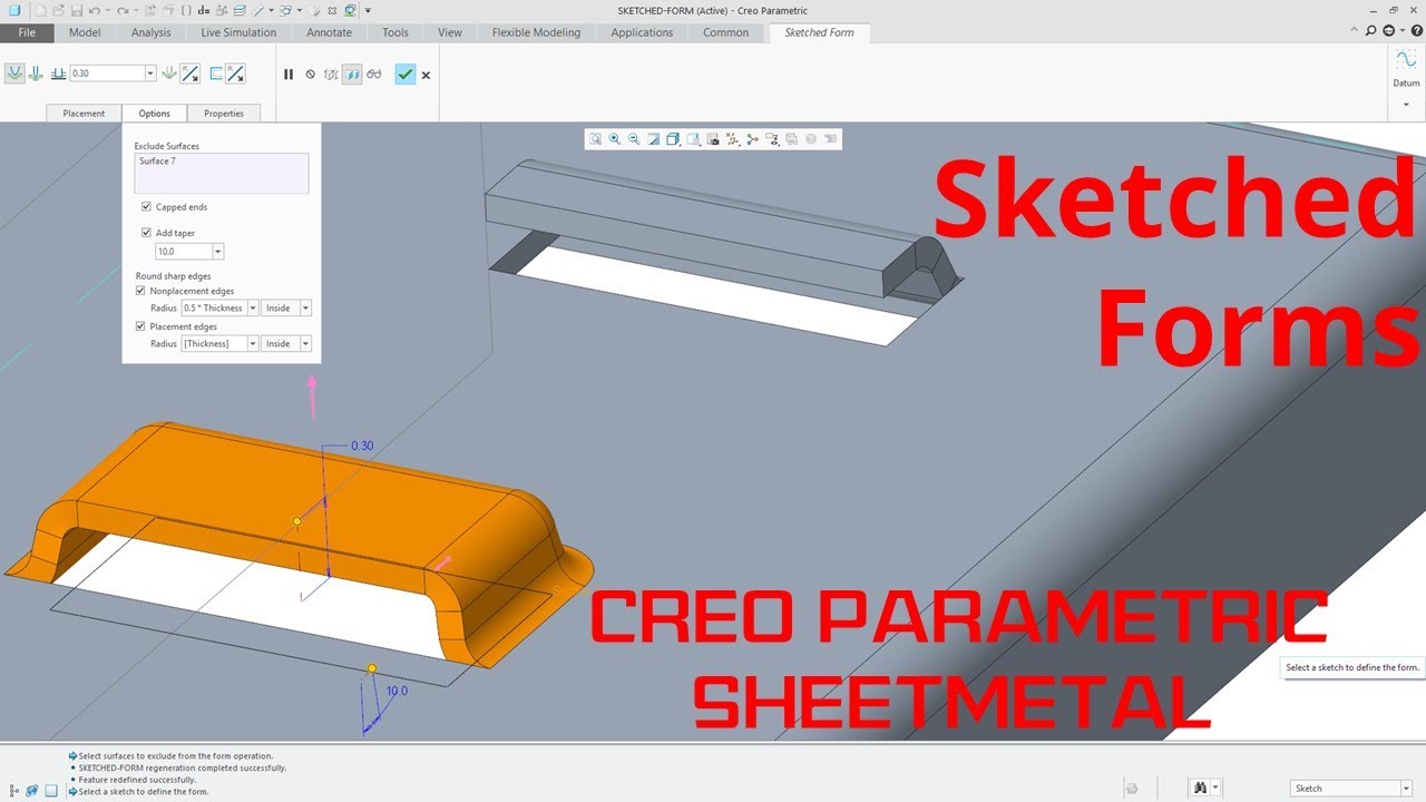 Creo Parametric — эскизы форм листового металла | Учебное пособие