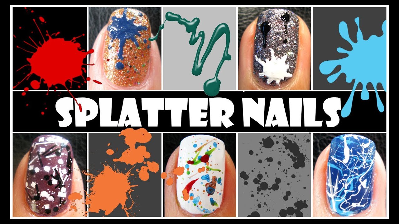 SPLATTER NAIL TUTORIAL | EASY BEGINNER TECHNIQUES TO CREATE NAIL ART DESIGNS STRAW ACRYLIC PAINT