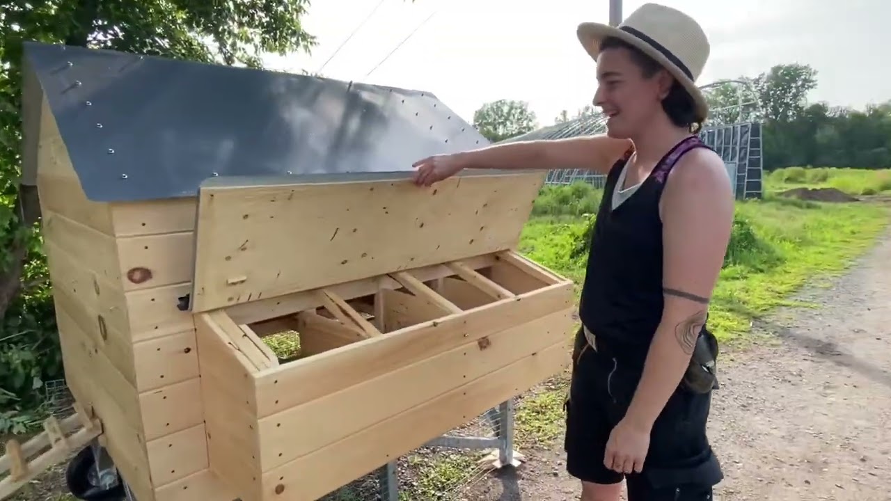 Mobile chicken coop built by German volunteers 德国志愿者帮我们建了个移动鸡舍