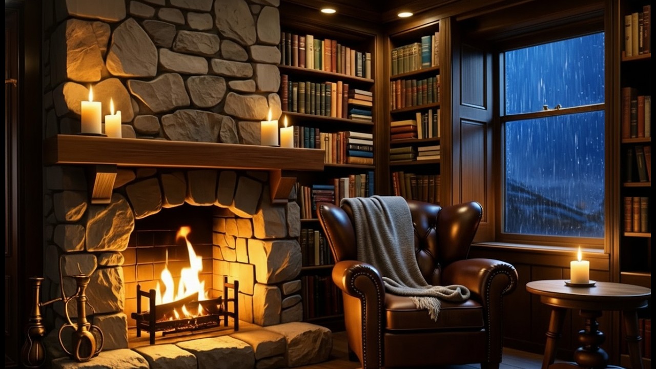 Instant Deep Sleep | Cozy Reading Nook with Rain & Fireplace Sounds
