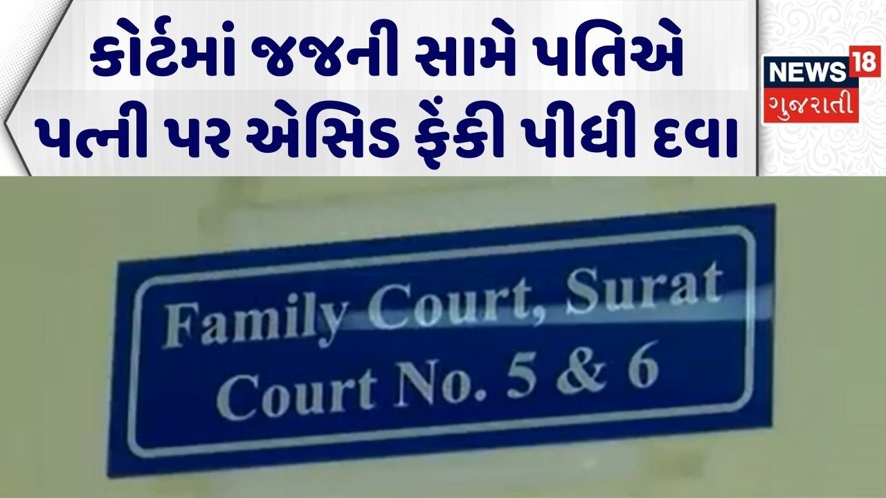 Surat Crime | કોર્ટમાં જજની સામે પતિએ પત્ની પર એસિડ ફેંકી પીધી દવા | Surat Family Court |Surat Crime