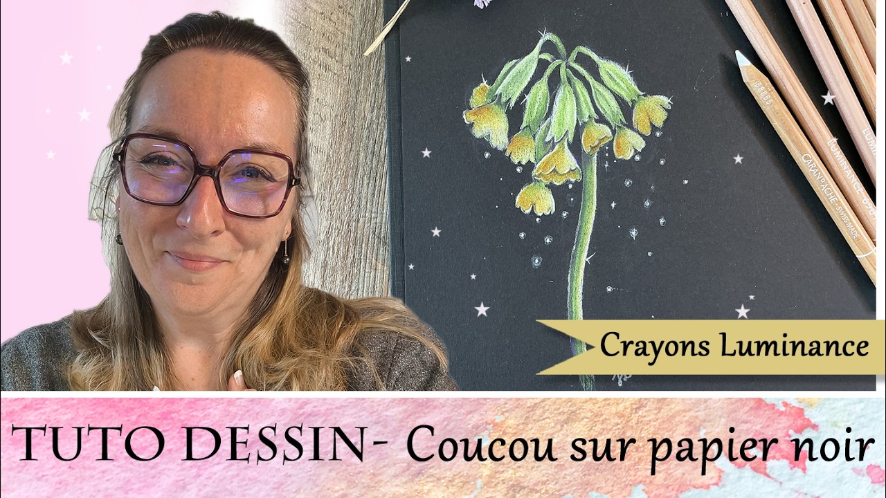Dessiner une fleur lumineuse sur papier noir ✨ Tuto crayons Luminance avec Vinnylu Création