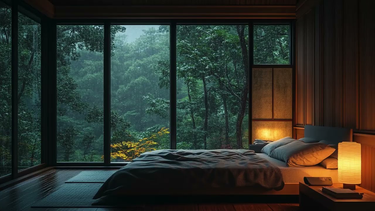 【3M】Heavy Forest Rain at Night 🌲 Long Rain Sounds for Insomnia Relief