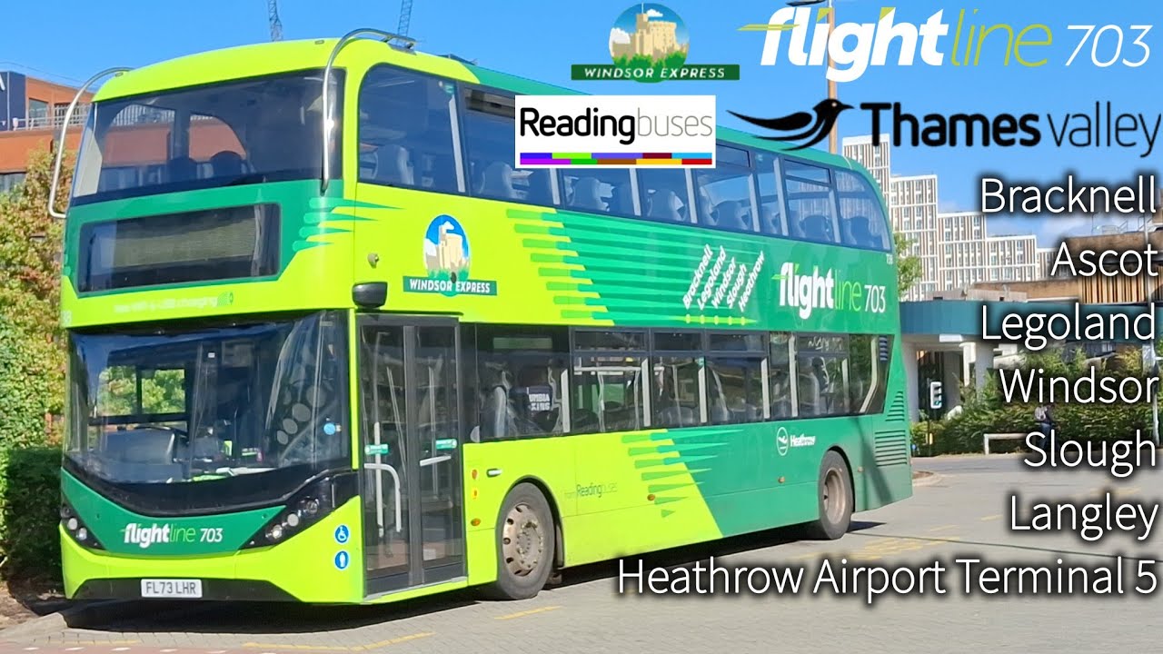 【Windsor Flight】【Full Route Visual】Thames Valley Buses Flightline 703 Bracknell~Heathrow Airport T5