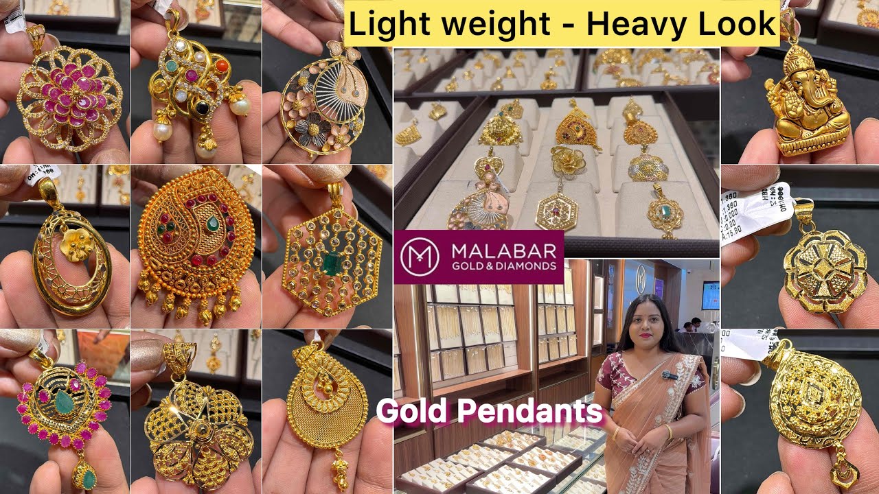 Light weight - Grand look Malabar 22KT Gold Pendant collections -Temple /Kolkata/Dubai design/Uncut