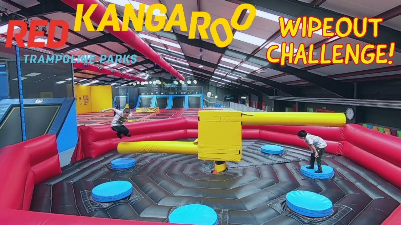 Wipeout Challenge Red Kangaroo Reading! | Cole v Cade v Millie at Red Kangaroo Trampoline Park