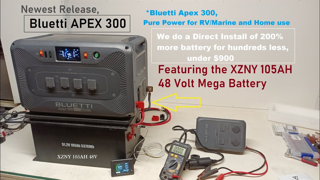 240 volt Solar Power Station BLUETTI Apex 300, RV & Home, Open, hack it & add another 48V Battery
