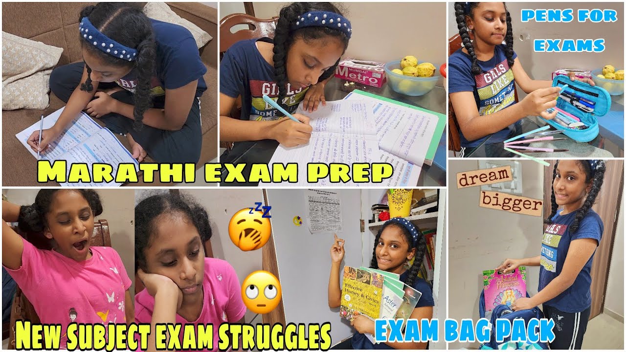 Starlett MARATHI Exam Prep📖 ✍️Final Revision Struggles😫Exam School Bag Packing🎒Books/Pen Pouch👝