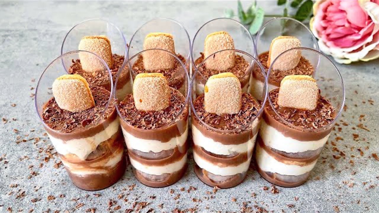Шоколадный десерт тирамису | Легкие и вкусные мини-стаканчики десерт без выпечки