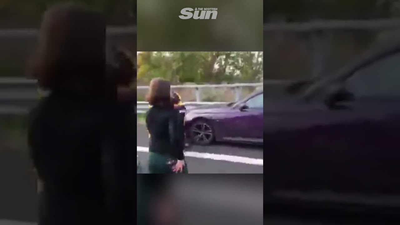 Motorist knocks eco protesters out of the way as he forces car past blockade