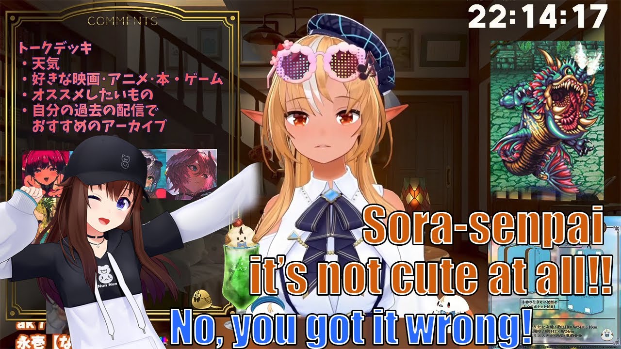 Flare surprised by what Sora like [  Hololive / Tokino Sora / Shiranui Flare ]