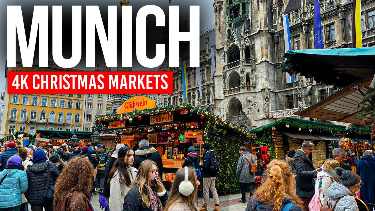 Мюнхен, Германия 🇩🇪 Рождественские ярмарки и центр города | Пеший тур 4K